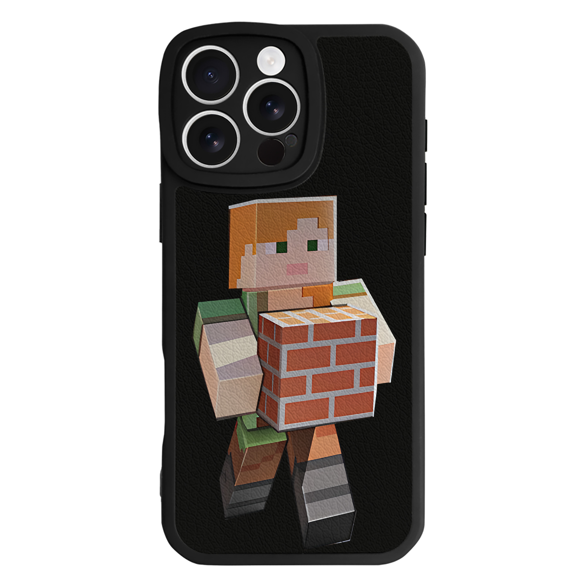 （画像用） マインクラフト ブロックの世界 Minecraft MC Block world 【iPhone 16シリーズ対応】シリコンスマホケース（レザー調） 材質：シリコン